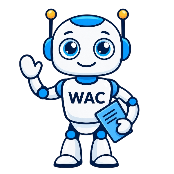 Robot WAC saludando con la mano extendida